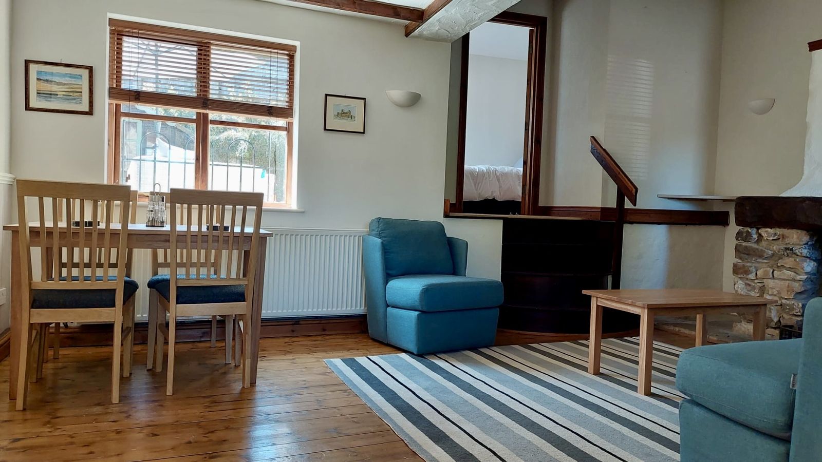 Dining room at Wellington Farm heritage cottage, Devon